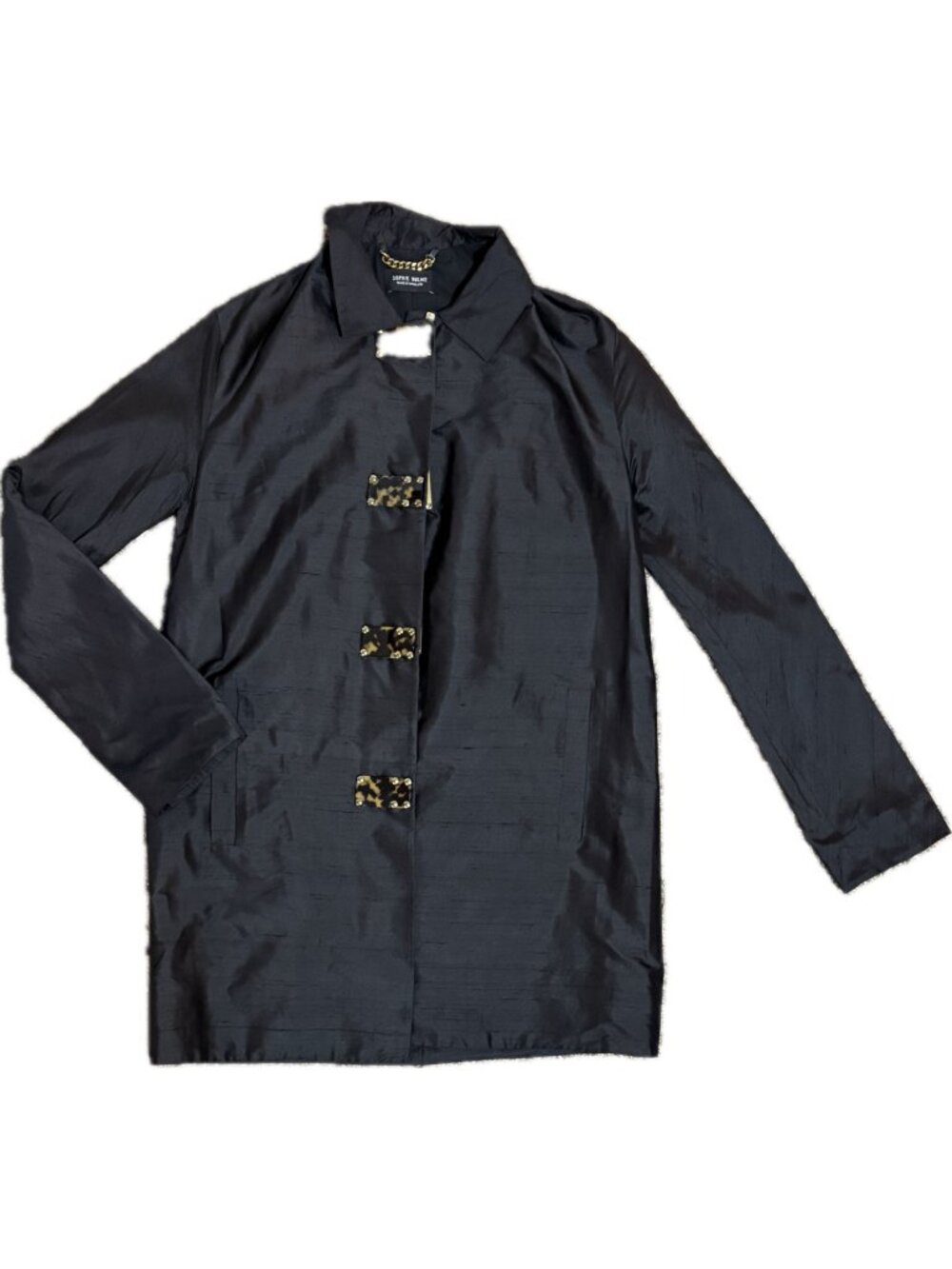 $600 Sophie Hulme S Dupioni Silk Jacket Blazer Black Tortoiseshell Buttons Coat